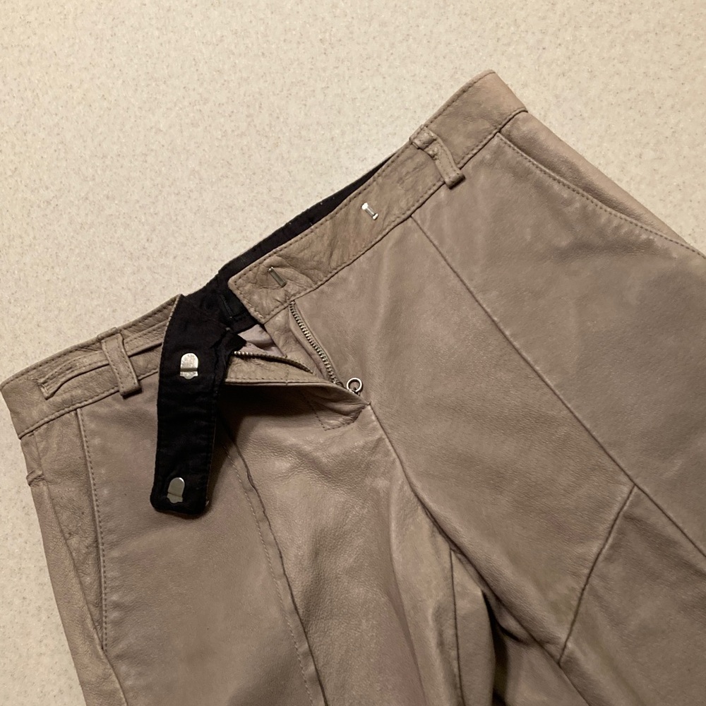 Poleci Taupe Leather Pants 30" Waist  **Very Worn** - Picture 6 of 16
